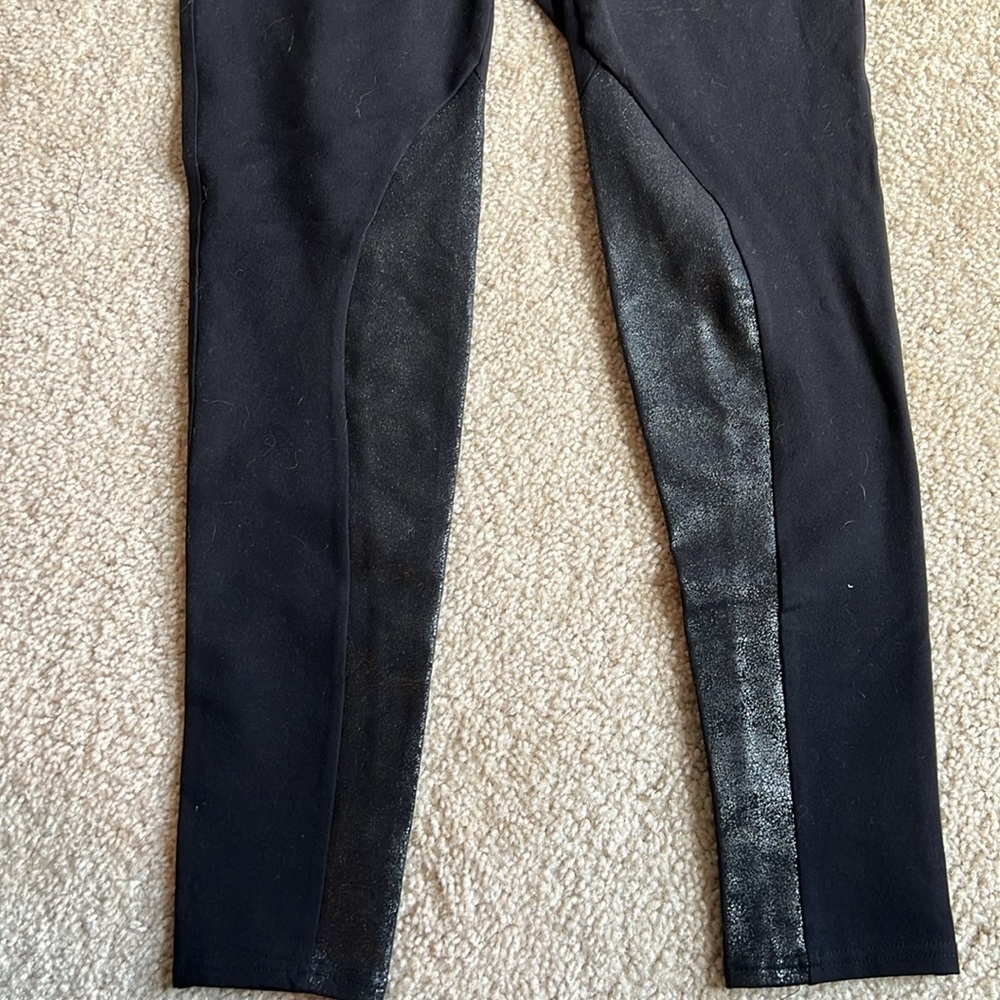 Spanx black metallic panel leggings pull on size large - Picture 3 of 9